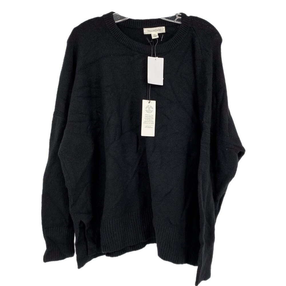 Treasure & Bond Black Long Sleeve Crew Neck Sweater | Size XL